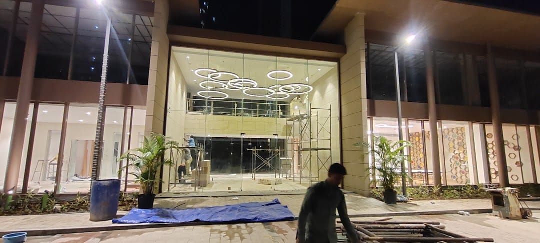 Glazed entrance and storefront at Runwal Forest